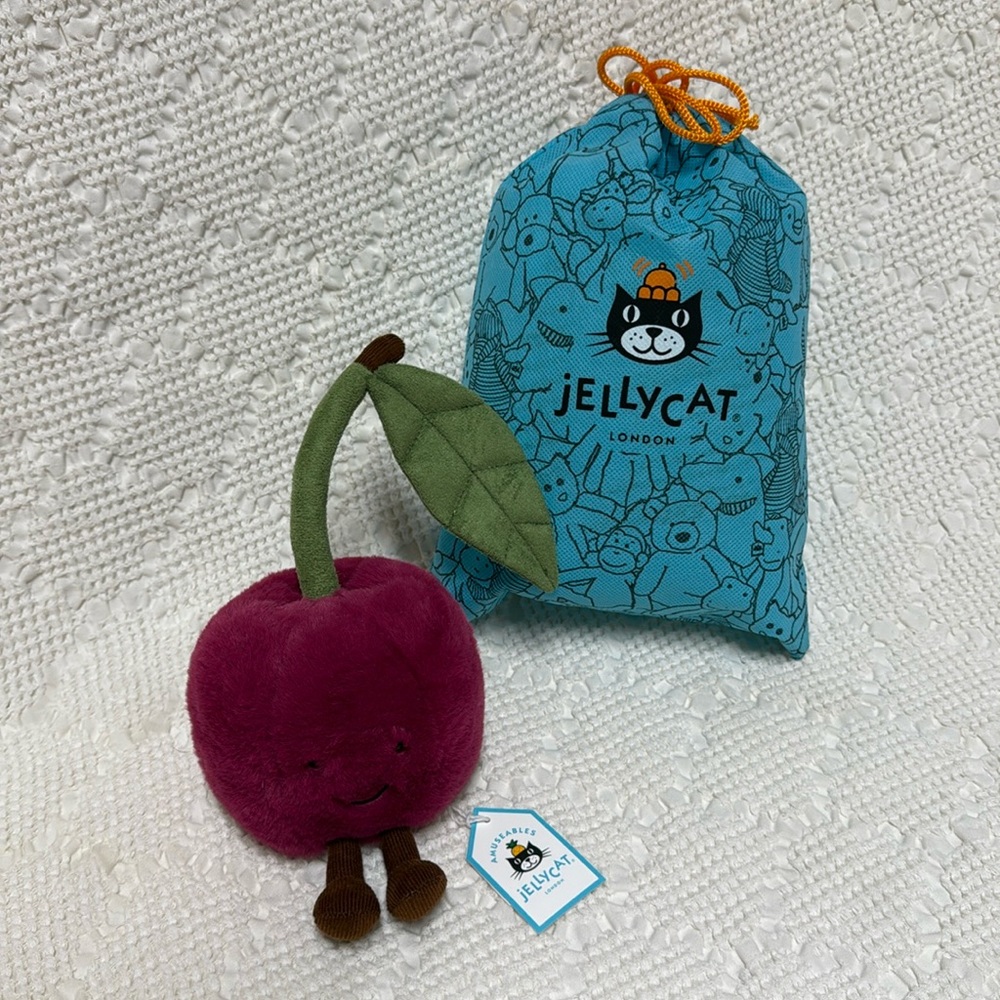 Jellycat Amuseable Cherry 🍒 5x4" Soft & Plush NWT - Picture 5 of 9